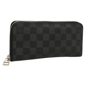 LOUIS VUITTON Damier Graphite Zippy Wallet Vertical N63095 LV Auth SW1050